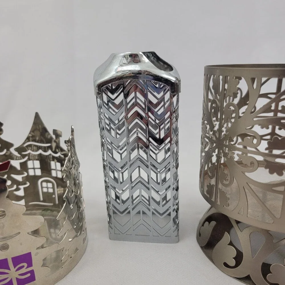 BATH & BODY WORKS 3 Wick Candle Holder Pedestal Soap Holder Silver Bronze 5 Pcs - Picture 4 of 15